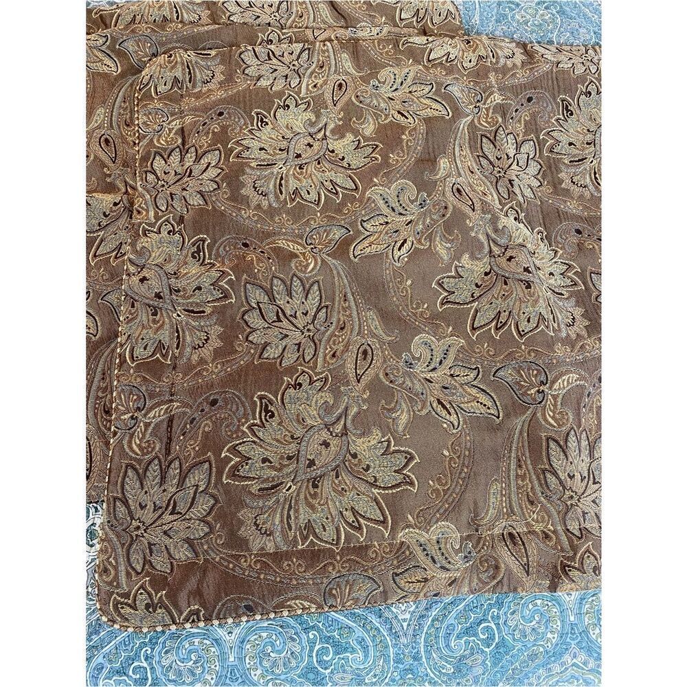 Croscill Gold and Brown Damask Decorative Pillow Cover - Picture 4 of 9